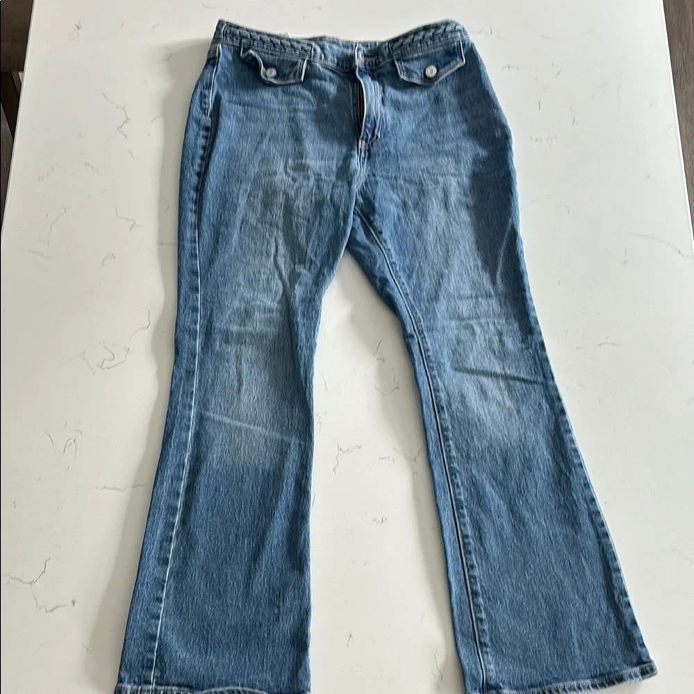 Old Navy Girls Blue Jeans – Size 18 – Braided Waist & Flare Leg